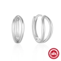 Orecchini a cerchio doppio in argento sterling S925 con finitura lucida a specchio - Argento 925 / Oro Bianco