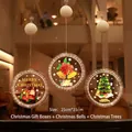Lot de 3 suspensions LED à ventouse avec motifs Père Noël, cloche et sapin de Noël - Ensemble Boîte Cadeau + Cloche + Sapin