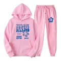 Ensemble jogging en polaire rose avec sweat à capuche et pantalon imprimé Tulum Mexico - S / Haut Et Bas / Rose (Imprimé TULUM)