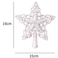 Silver glitter Christmas tree topper star with 15x16cm dimensions and scrollwork - Style B Hollow Star / Silver