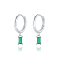 Orecchini geometrici in argento con pendenti in zircone verde smeraldo rettangolare - Argento con pietra verde