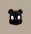 Black plush winter bear hat for kids featuring cute embroidery and funny ears - Teddy Panda Plush Toy Black (4-12 Years Old)