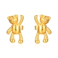 Elegant gold plated stainless steel teddy bear stud earrings with a polished glossy finish - Gold Color Bear Stud Earrings (Pair)