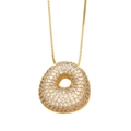 Gold-plated necklace with a zircon micro-pave donut pendant and box chain - Shape: Circle / Gold