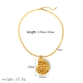 Golden titanium steel conch shell pendant necklace with 3mm wide snake bone chain - Conch Pendant Snake Chain Necklace (TN3385)