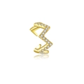 Minimalist wavy gold ear cuff with shimmering white zircon stones on a white background - Lightning Bolt Z-Shape Style (ME0167) / 18K Gold Plated Single