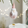 Pink plush Santa Claus hanging ornament with sequins and golden bells, size 19.5cm - Santa Claus