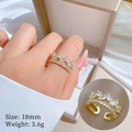 Adjustable gold teardrop crown ring with sparkling zircon stones for women and couples - Adjustable Open / Gold (G404)
