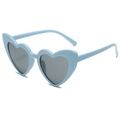 Kids heart-shaped sunglasses with light blue flexible frames and dark lenses - Blue