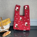 Sac à main festif en maille rouge avec motifs de chaussettes de Noël et flocons de neige - Bottes de Noël-Rouge