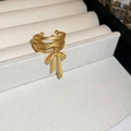 Golden multi-layer bow ring with a matte finish and adjustable open band design - Gold Matte Bow Style (54#)