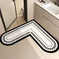 L-shaped bathroom corner mat with black and white checkerboard pattern and non-slip backing - L-shaped Heart Design - J / 60*60cm [standard Diatomaceous Earth Wall]