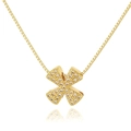 Detailed view of an 18K gold box chain necklace with a zircon-encrusted X-shaped pendant - Letter X