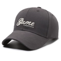 Dark grey baseball cap with white Game competitive 3D embroidery on cotton twill - Adjustable / Gray
