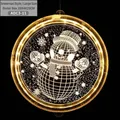 Circular LED Christmas hanging light featuring snowman design with warm yellow glow - 24CM Snowman Style