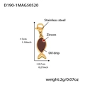 Brown enamel fish charm pendant in gold stainless steel with red zircon eye detail - D190-1 Gold Fish Enamel Pendant