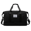 Black quilted sports yoga travel bag with large capacity and dry-wet separation bottom - One Size / Black