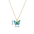 Collana a farfalla dorata con ciondolo sfumato blu-verde e dettagli in foglia d'oro - Catena d'Oro Farfalla Sfumata Blu Verde