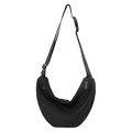 Sac bandoulière minimaliste en nylon noir imperméable avec sangle réglable et boucle - Noir