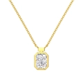 Elegant gold necklace featuring an emerald-cut transparent zircon pendant in a bezel setting - Gold White Rhinestone (DY190885-S-G-WH)