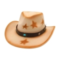 Western cowboy hat in sand color with star pattern, leather band and turquoise stone - Rhombus Turquoise Band (M Peach Star) / Beige