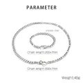 Dimensiones detalladas del set de cadenas cubanas de acero inoxidable 7mm de ancho - Pulsera / Color Acero