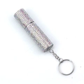 Mini 10ml refillable rhinestone perfume bottle with a colorful sparkling keychain - AB White