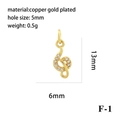 Macro view of 18K gold plated treble clef pendant with micro-inlaid zircon and dimensions - Gold Treble Clef (F-1)