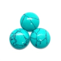 Three natural turquoise cabochons with unique black matrix patterns for DIY jewelry making - Blue Turquoise