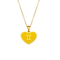 Collana cuore dorata Gemelli con simbolo zodiacale a goccia d'olio su catena sottile - Giallo Gemelli