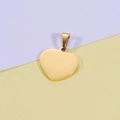 Detailed close-up of a polished gold-plated heart pendant with a metallic finish - Gold (with Pinch Bail)