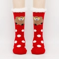 Chaussettes de Noël rouges épaisses à pois blancs avec doublure polaire et motif mouton - Taille unique / Gros Chat à Pois Rouges