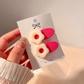 Pink dopamine flower hair clips for girls with white floral accents on display card - 2 Pcs/Set / Fuchsia Flower 2-Pack