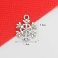 Silver snowflake pendant charm with seven rhinestones, size 1.8cm by 1.4cm, DIY jewelry - 1.4CM×1.8CM / 2# Snowflake-White K Silver