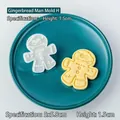 Gingerbread man cookie mold with stamp, 5x5.8cm white plastic DIY baking tool - Gingerbread Man Stamp H