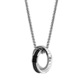 Heren titaniumstalen ketting met dubbele ring hanger en gegraveerde Eternal Love tekst - Alleen Hanger / Zwart-Wit Gestrept