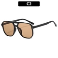 Classic double bridge aviator sunglasses with black frames and gradient brown lenses - Black Frame Tea Lens