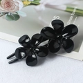 Glossy black double flower U-shape hair clip for elegant women styling and daily use - Black LM