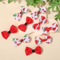 Lot de 8 barrettes à nœuds avec pois rouges et motifs pastèques sur fond blanc - Série Pastèque à Pois Ensemble Mixte