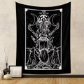 Arazzo da parete bohémien stile tarocchi Luna con dea e lupi per decorazione di interni - 73X95CM (Tessuto spazzolato) / Nero & Bianco