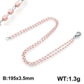 Bracelet en perles roses et acier titane avec fermoir homard, taille 195x3.5mm - Style De Perles Cylindriques Roses (KB130358-Z)
