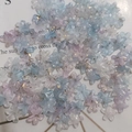 DIY mini five-petal resin flower beads with gold foil in blue, purple, and white colors - Gold Foil Mini Flower Color 8