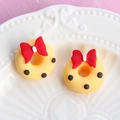 Matte yellow donut resin charms with red bow for DIY phone case and crafts decoration - Large Bow - Yellow Base + Red
