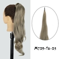 28 inch long wavy wrap around ponytail hair extension in ash brown highlighted color - T8-25 Ash Brown Highlights