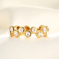 Macro shot of gold-plated titanium ring with micro-pave wave-set cubic zirconia stones - Adjustable Open / 18K Gold White Zircon Irregular Style