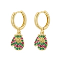 Golden Christmas glove earrings with red and green cubic zirconia in a festive design - Gold Colorful Zircon Glove