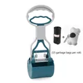 Blue and grey long handle pet pooper scooper set with dog bone bag dispenser - Small Avocado Green + Bags + Bone Dispenser