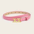 Eleganter rosa Damenledergürtel mit einer stilvollen ineinandergreifenden Goldschnalle - Pflaumenrot