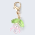 Zinc alloy keychain with pink gradient tulip pendant and golden lobster clasp for bags - Pink Double Leaf-Pink Lily of the Valley