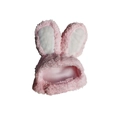 Cute pink plush rabbit ear hat accessory for cats and small pets on white background - Rabbit Ear / Pink